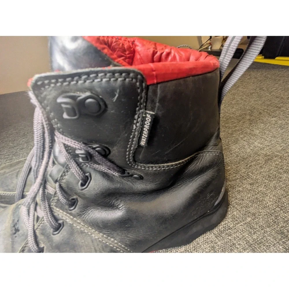 North Face Boots Primaloft Waterproof Insulated Black Red Men US 14 Hiking Shoes